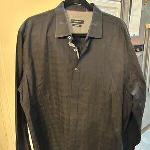 Bugatchi Men's Dress Shirt-Tonal Black-Classic Fit-SZ XL